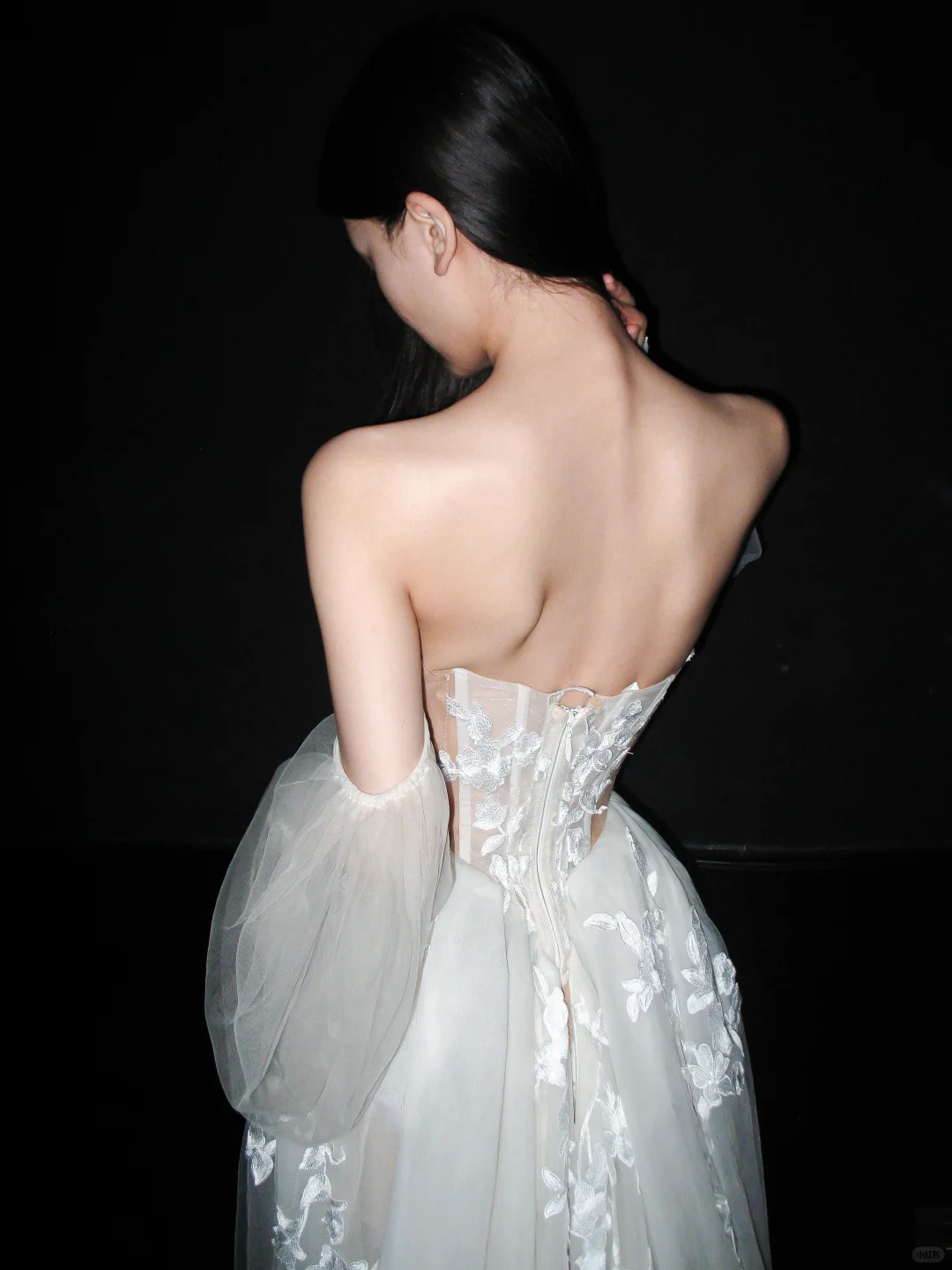 Princess Romantic Ball Gown Puff Sleeve Lace Applique Tulle Long Wedding Dress SH6620