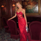 Pink Spaghetti Straps Lace Beading Gorgeous Mermaid Evening Dress SH1203