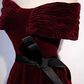 Burgundy Off The Shoulder Velvet Long Prom Dress SH1152