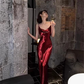 Mermaid Straps Burgundy Prom Dress Birthday Outfits SH1218