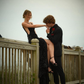 Spaghetti Straps V Neck Black Sequin Evening Dress Slit Backless Prom Dress SH1088