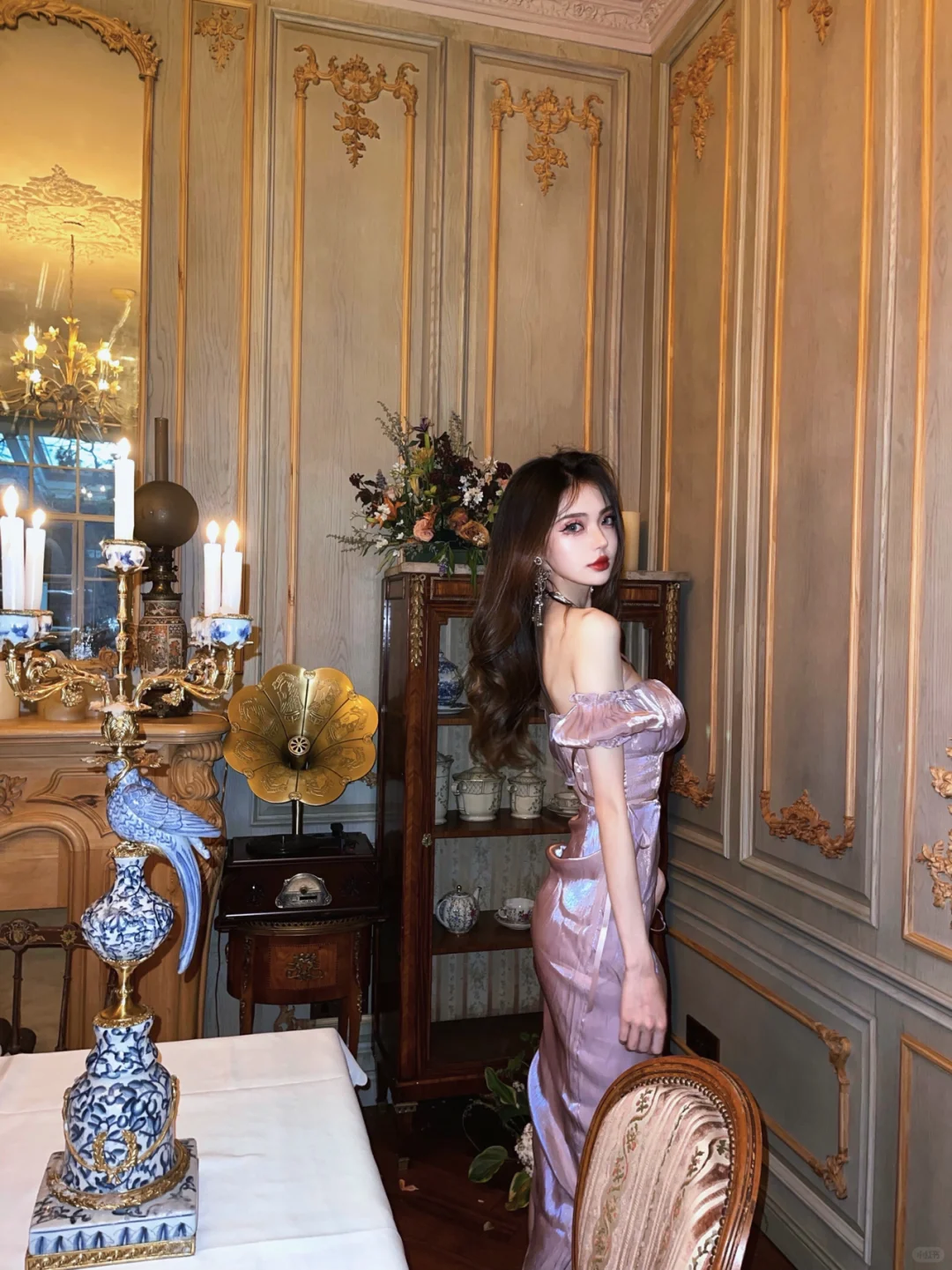 Sexy Purple Sheath Halter Satin Prom Dress Party Dresses with Slit SH4596