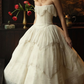 Vintage Ball Gown Strapless Ivory Layered Chiffon Long Wedding Dress SH8581