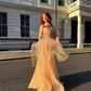Flowy A Line One Shoulder Beaded Tulle Long Prom Dress Party Dress SH4685