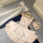 Light Pink A Line Straps Satin Short Prom Dress Homecoming Dress SH7187