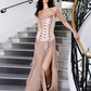 Stunning Mermaid Spaghetti Strap Chiffon Satin Long Prom Dress Evening Dress with Slit SH2251