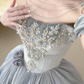 Grey A Line Off the Shoulder Exquisite Beaded Velvet Satin Long Prom Dress SH5034