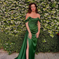 Off The Shoulder Green Slit Long Prom Dress，Pretty Evening Dress SH664