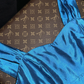 Charming Blue Mermaid Strap Organza Satin Party Dress Evening Dress SH3229
