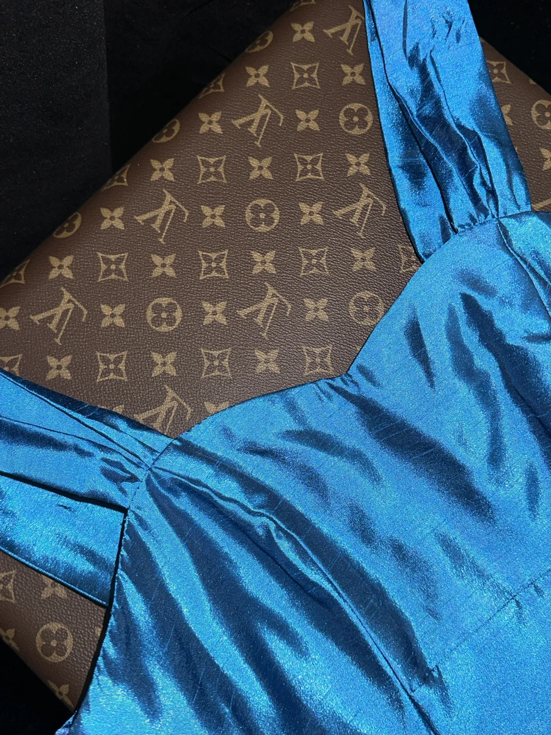 Charming Blue Mermaid Strap Organza Satin Party Dress Evening Dress SH3229