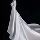 Elegant A Line Spaghetti Strap Beaded  White Satin Wedding Dress Prom Dress SH4112