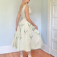Lily of the Valley Embroidery Exquisite V Neck Satin Party Dress Prom Dress SH3596