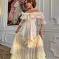 Pretty Ivory Vintage Ball Gown Off the Shoulder Layered Lace Long Prom Dress SH5384