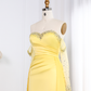 Elegant A Line Sweetheart Neck Long Sleeve Rhinestone Satin Long Prom Evening Dress SH2390