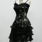 Black Chiffon Beaded Mini Satin Short Prom Dress Homecoming Dress  SH1022