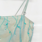 Retro Blue A Line Spaghetti Strap Embroidery Organza Prom Dress Evening Dress SH3610
