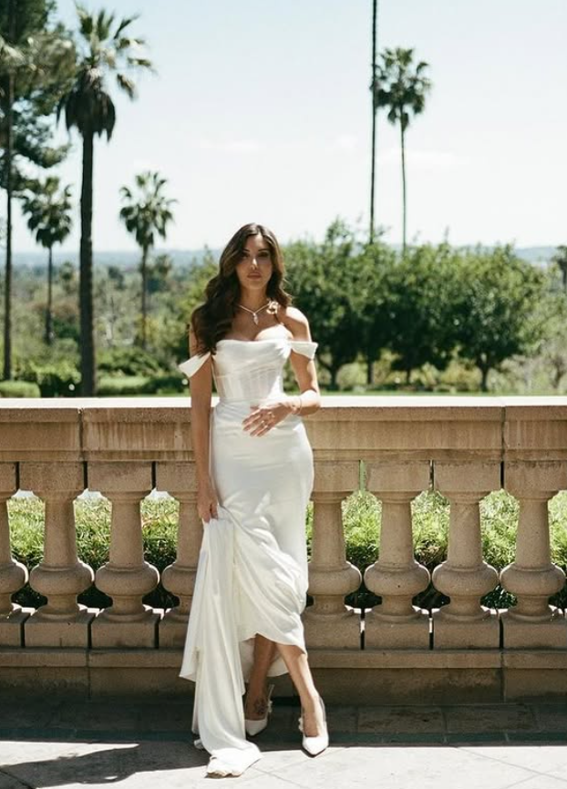 Elegant Pretty Mermaid Straps White Satin Long Sweep Wedding Dress SH4856