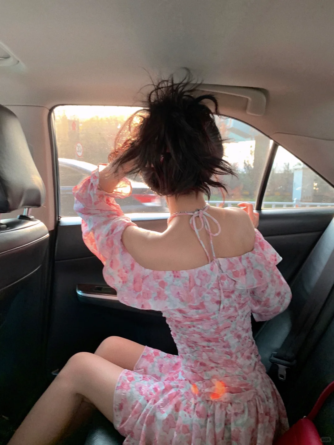 Pink Print Floral A Line Long Sleeve Chiffon Short Homecoming Dress Outfits SH5831