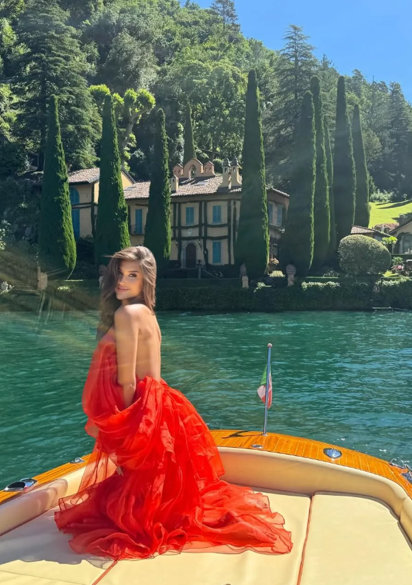 Charming Red A Line V Neck Organza Long Prom Dress Vacation Dress SH4809