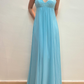 2025 New A Line Spaghetti Strap Beaded Sequin Blue Chiffon Prom Dress Evening Dress SH2224