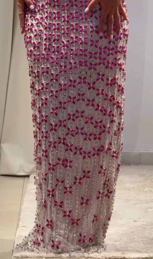 Hot Pink Sheath Spaghetti Straps Exquisite Rhinestone Tulle Long Prom Dress Evening Dress SH4626