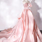 Elegant Pink A Line Strapless Appliques Satin Evening Dress Prom Dress SH1609
