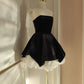 Cute A Line Strapless Velvet Black Holiday Dress Travel Vacation Dresses Short Birthday Dress SH2892