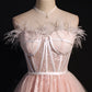 Pink Sweetheart Neck Tulle Lace Short Prom Dress Homecoming Dress SH1703