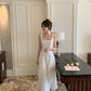 White Elegant Irregular Hem Long Prom Dress  SH761