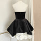 Cute A Line Strapless Velvet Black Holiday Dress Travel Vacation Dresses Short Birthday Dress SH2892