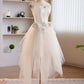 Strapless 3D Flower White Tulle Satin Short Prom Dress Homecoming Dress SH1691