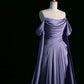 Elegant Purple Satin Prom Dress, Draped Bodice Formal Party Dress SH2500