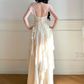 Vintage Sweety A Line Straps Apricot Lace Chiffon Wedding Guest Dress Prom Dress SH5441