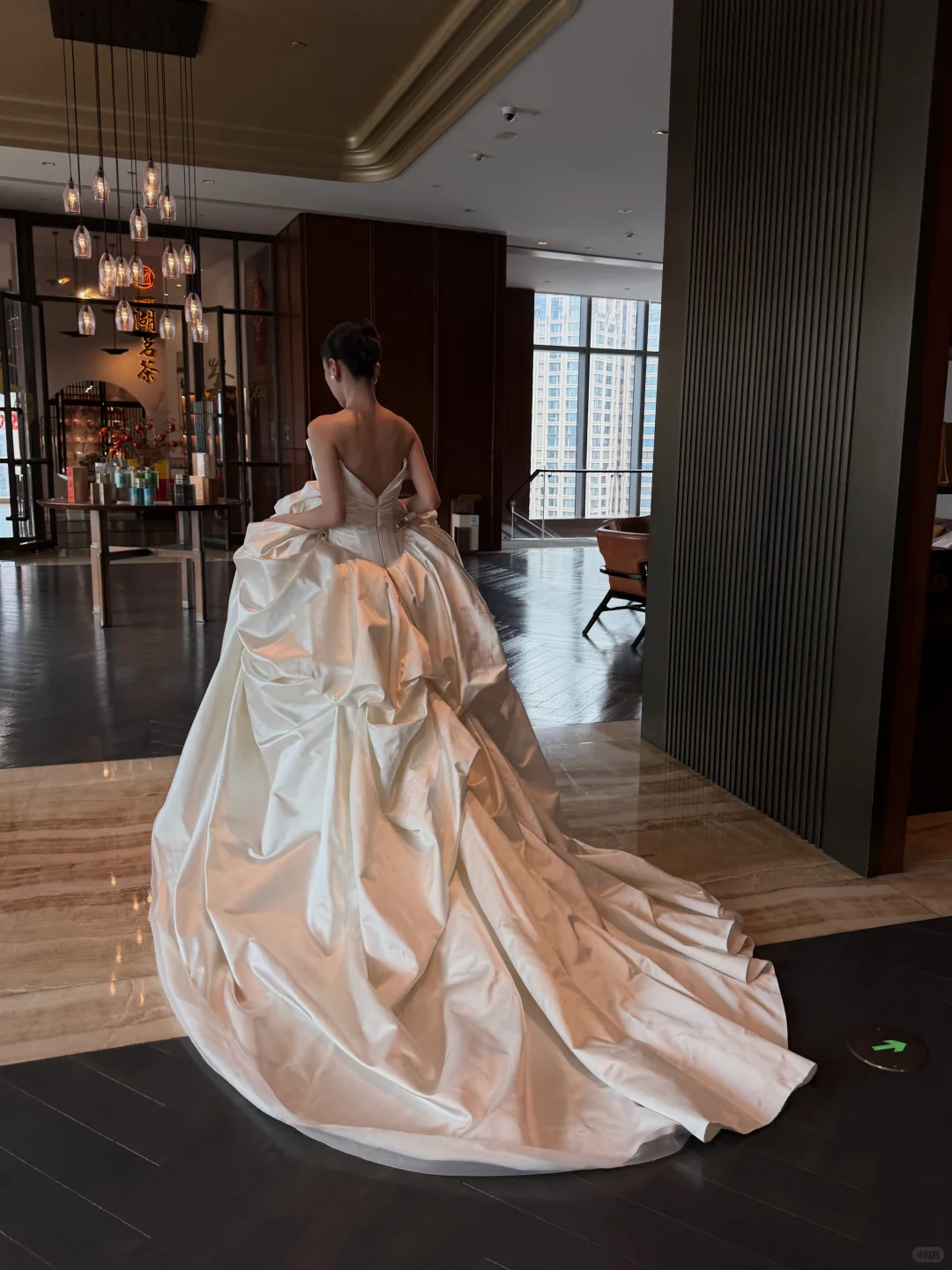 Princess Ball Gown Strapless Ivory Pleated Satin Long Train Wedding Dress SH7722