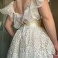Retro Cute A Line Straps Ivory Lace Long Wedding Dress Prom Dress SH5931