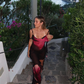 Sexy Sheath Spaghetti Straps Ruffles Chiffon Prom Dress Evening Dress SH1889