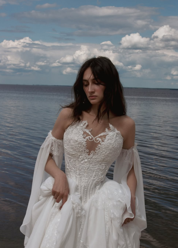 Ethereal Pretty A Line Exquisite White Chiffon Prom Dress Wedding Dress SH6684