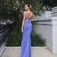 Purple Flowy Mermaid Strapless Corset Chiffon Prom Dress Party Dress SH4018