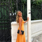 Orange Simple A Line Straps Satin Long Prom Dress Party Dress SH967
