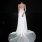 Classic High-class A Line Strapless White Corset Satin Long Wedding Dress SH6669