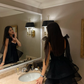 Black A Line Straps Layered Organza Short Homecoming Dress Outfits SH6492