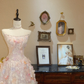 Fairy A Line Strapless Pink Floral Lace Long Prom Dress Evening Dress SH7385