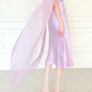 Gentle Light Purple A Line V Neck Chiffon Satin Prom Dress Evening Dress SH6759