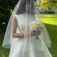 Classic Elegant A Line Sleeveless White Satin Long Wedding Dress SH5218