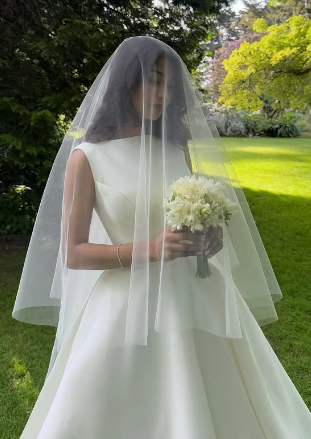 Classic Elegant A Line Sleeveless White Satin Long Wedding Dress SH5218