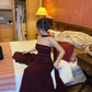 Dark Burgundy A Line Strapless Beaded Chiffon Prom Dress Evening Dress SH6525