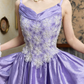 Vintage Purple Ball Gown Straps Appliques Satin Prom Dress Graduation Prom Dress SH5272