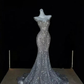 Shiny Dreamy Mermaid V Neck Silver Sequin Long Party Dress Evening Dress Date Dress SH3461