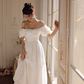 Princess A Line Puff White Lace Prom Dress Party Dress SH4171