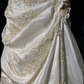 Vintage Ivory A Line Halter Appliques Bow Satin Prom Dress Evening Dress SH5606